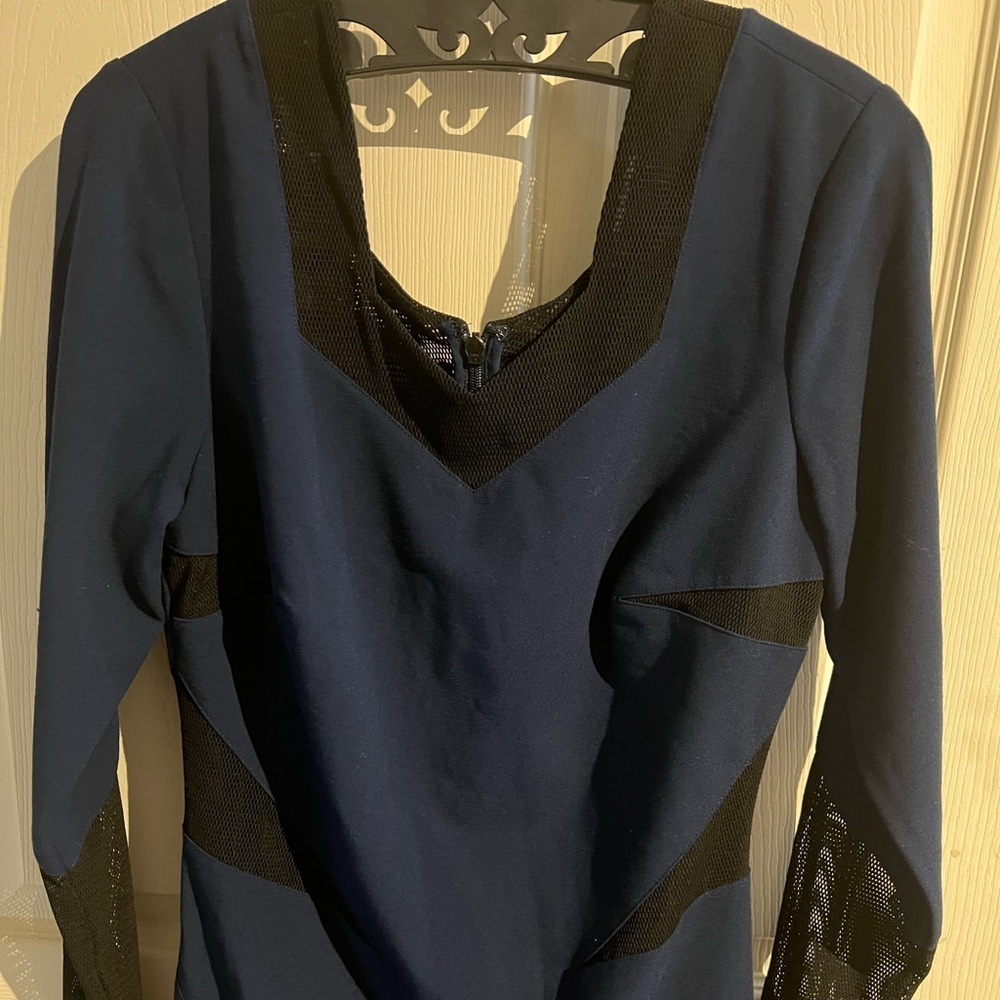 Reiss Dress Blue Womens Size 8 Body Mesh Design Long Sleeve Occasion Wear - Picture 4 of 16